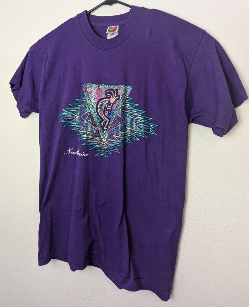 Vintage 90s Kokopelli New Mexico T Shirt Purple Single Stitch Women's Large